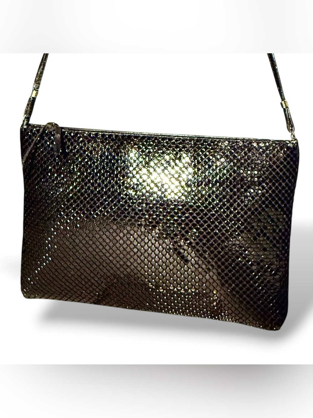 Metallic Black Snake-Texture Women’s Wristlet Clutch